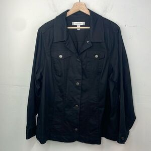 Croft & Barrow Black Shirt Jacket Button Down With Pockets size 2X
